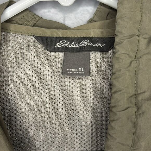 Eddie Bauer Green Hooded Lightweight Mid Length  Rain Jacket Size XL - Picture 7 of 15